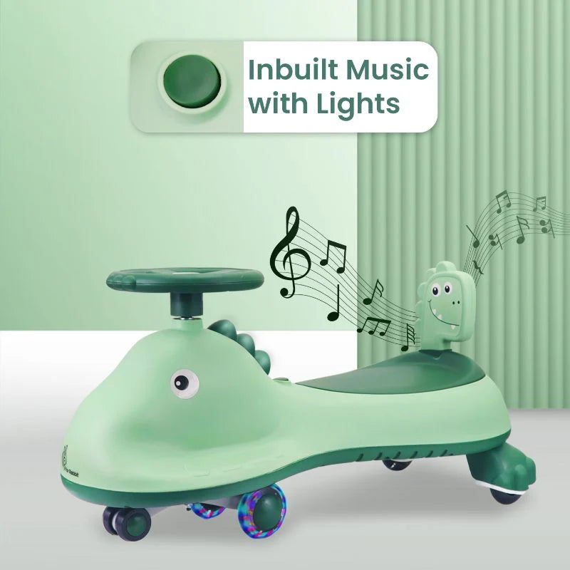 Iya Iya Dino Swing Car - Inbuilt Music With Light, PU LED Wheels