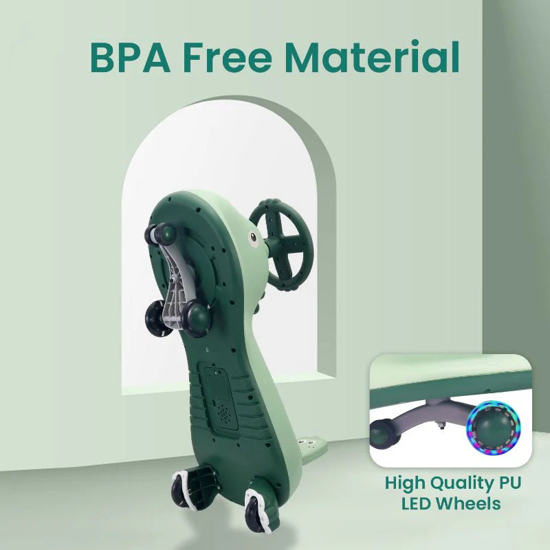 Iya Iya Dino Swing Car - Inbuilt Music With Light, PU LED Wheels