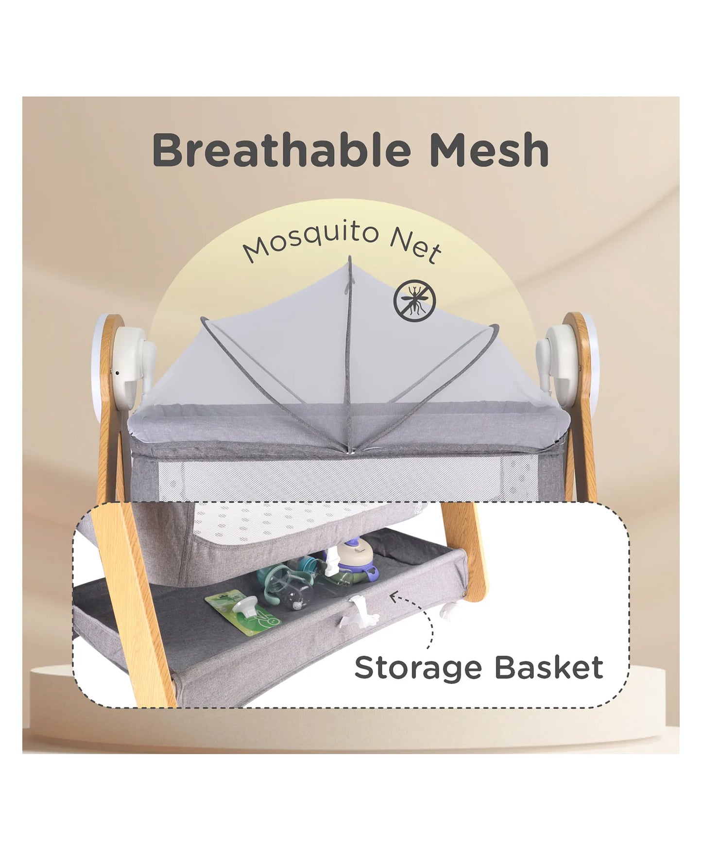 R for Rabbit Lullabies Woodsy Electric Cradle with Automatic Swing