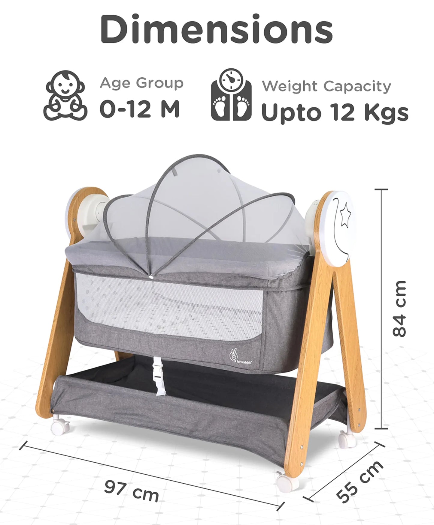 R for Rabbit Lullabies Woodsy Electric Cradle with Automatic Swing