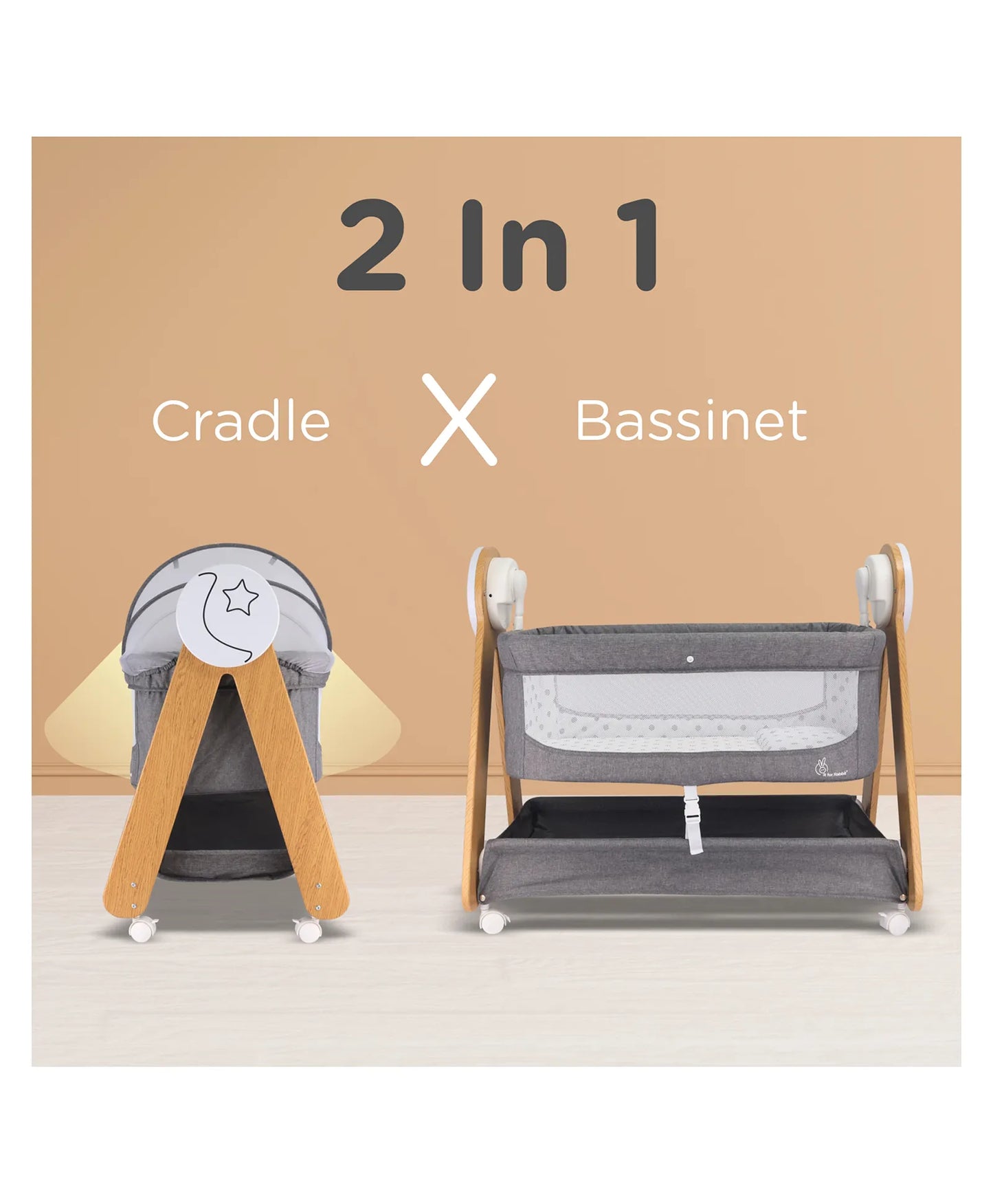 R for Rabbit Lullabies Woodsy Electric Cradle with Automatic Swing