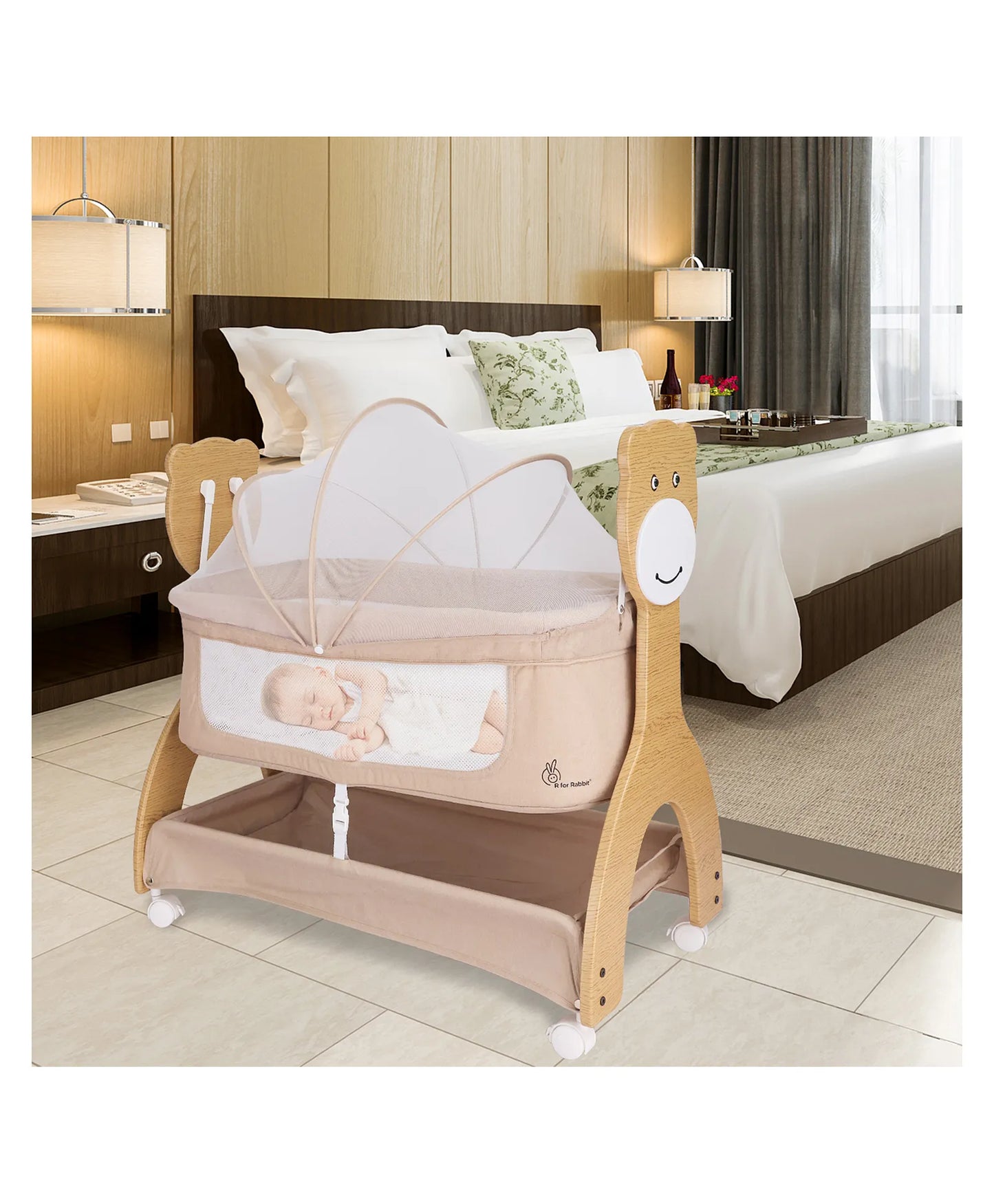R for Rabbit Lullabies Woodsy Manual Swing Wooden Cradle
