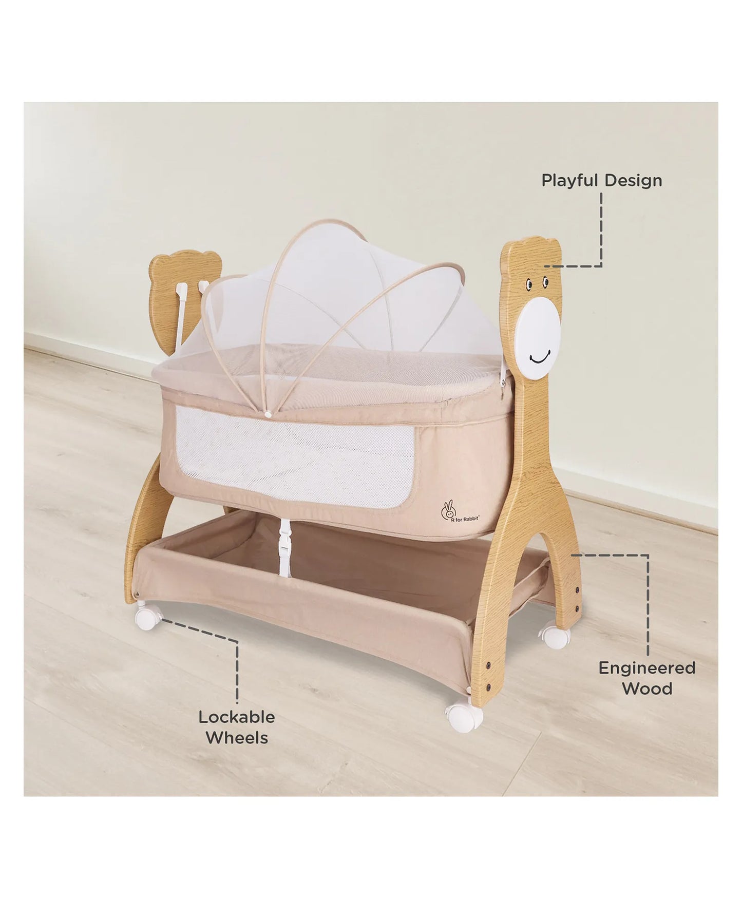 R for Rabbit Lullabies Woodsy Manual Swing Wooden Cradle