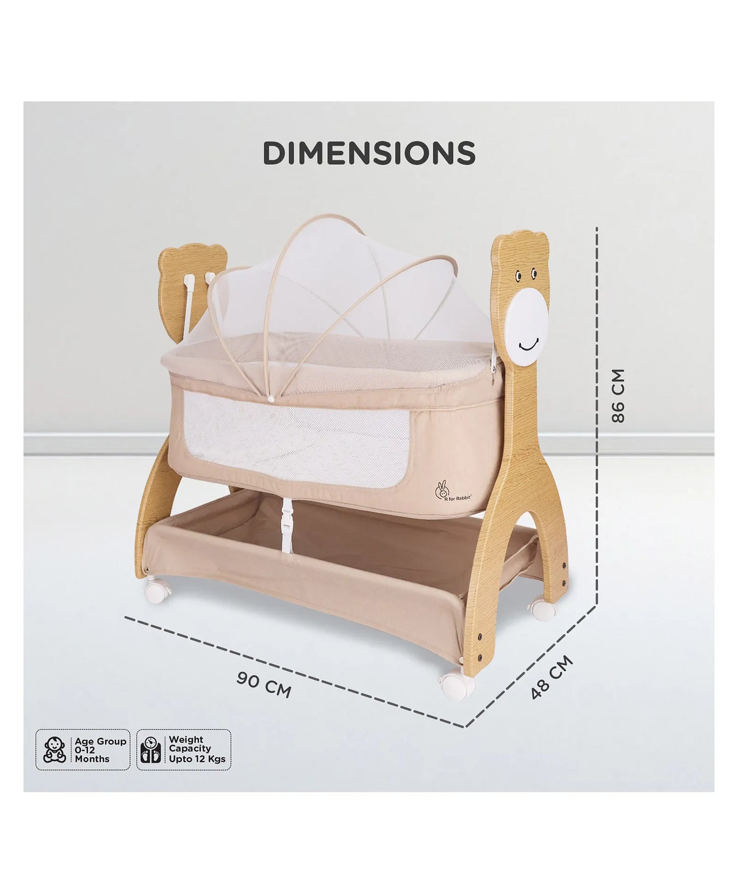 R for Rabbit Lullabies Woodsy Manual Swing Wooden Cradle