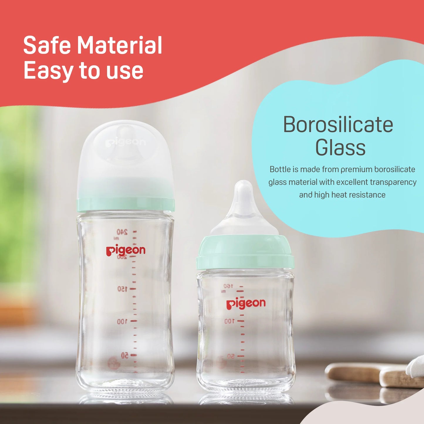 Glass Nursing Bottle with Softlatch Nipple 240ml