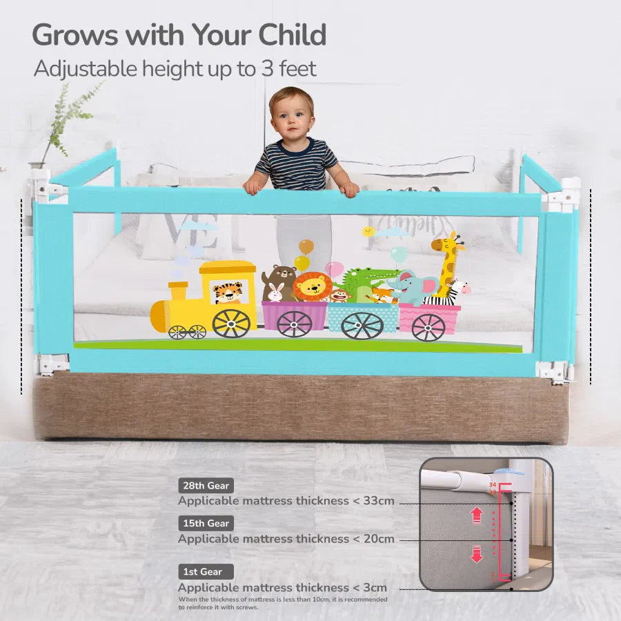 Safari Bed Rail for Baby Easy Install, Anti-Fall Safeguard for Toddler Safety