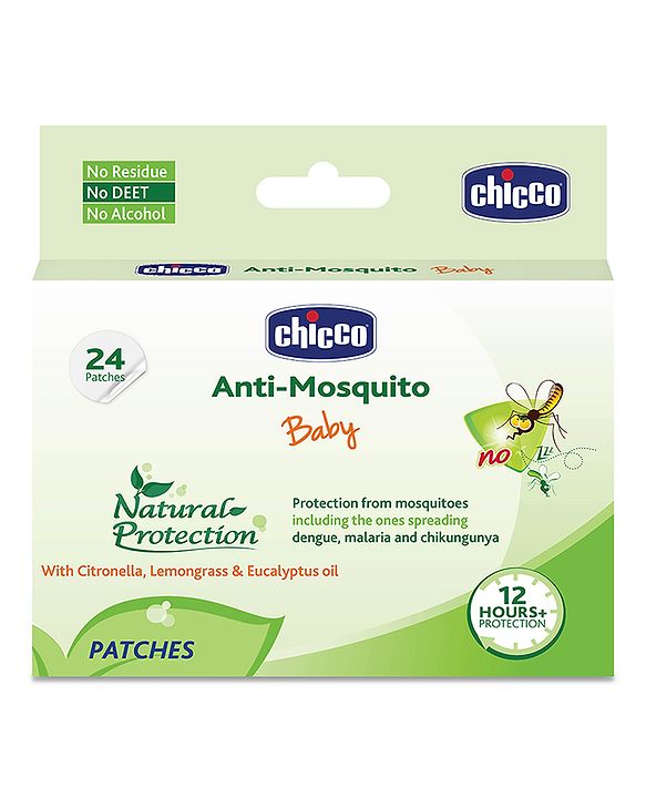 Chicco Anti-Mosquito With Citronella Lemongrass & Eucalyptus Oil Patches for Baby- 24 Patches