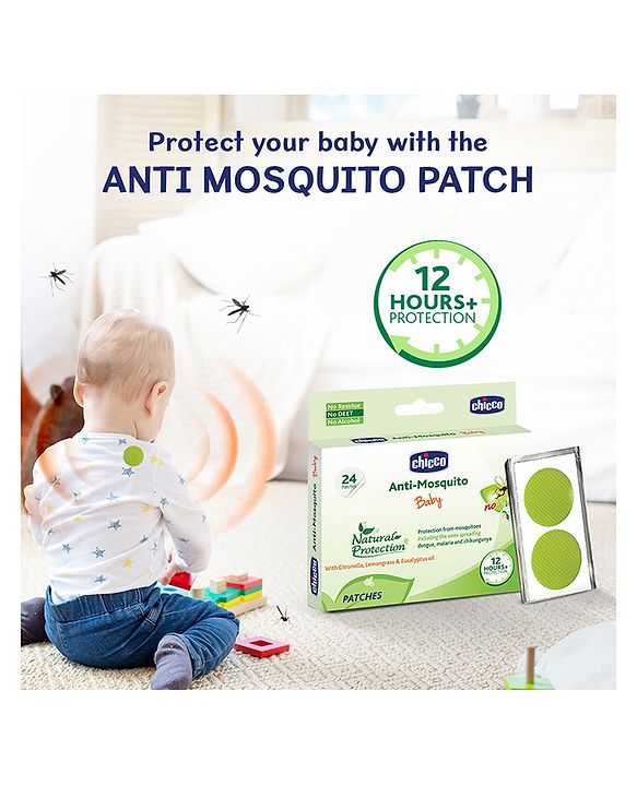 Chicco Anti-Mosquito With Citronella Lemongrass & Eucalyptus Oil Patches for Baby- 24 Patches