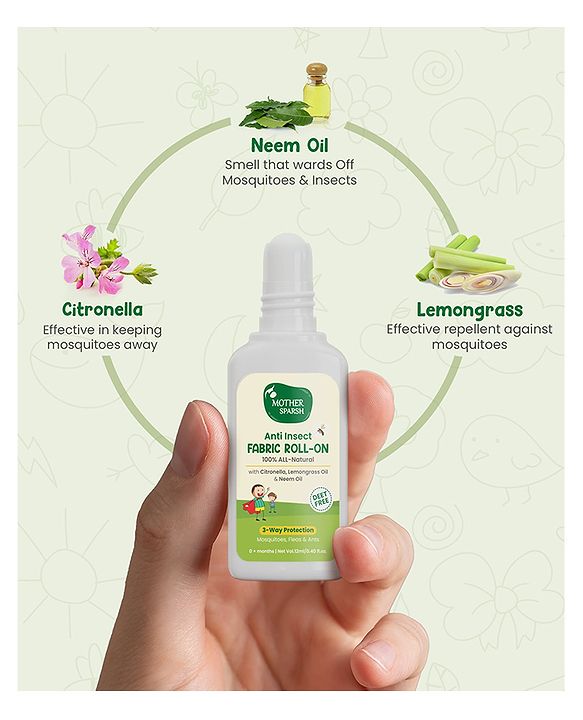 Mother Sparsh Baby Natural Mosquito Repellent Fabric Roll-on - 12 ml