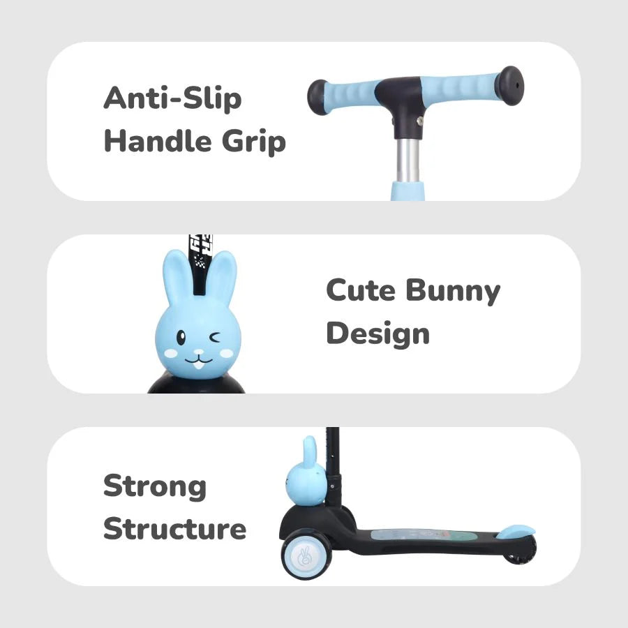 Road Runner Bunny Scooter For Kids With PU LED Wheels