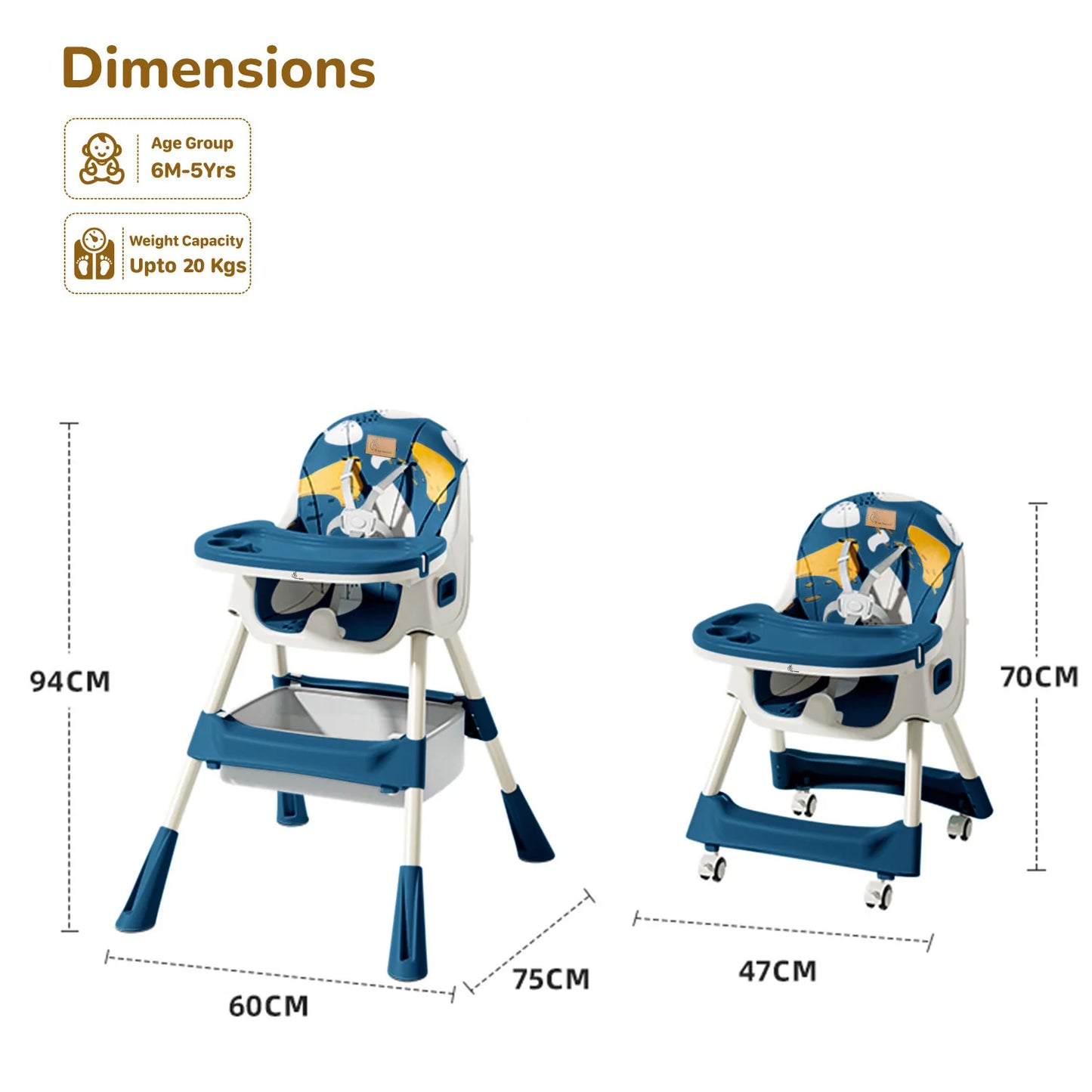 Sugar Doodle Plus High Chair For Kids 3-in-1 Convertible Design