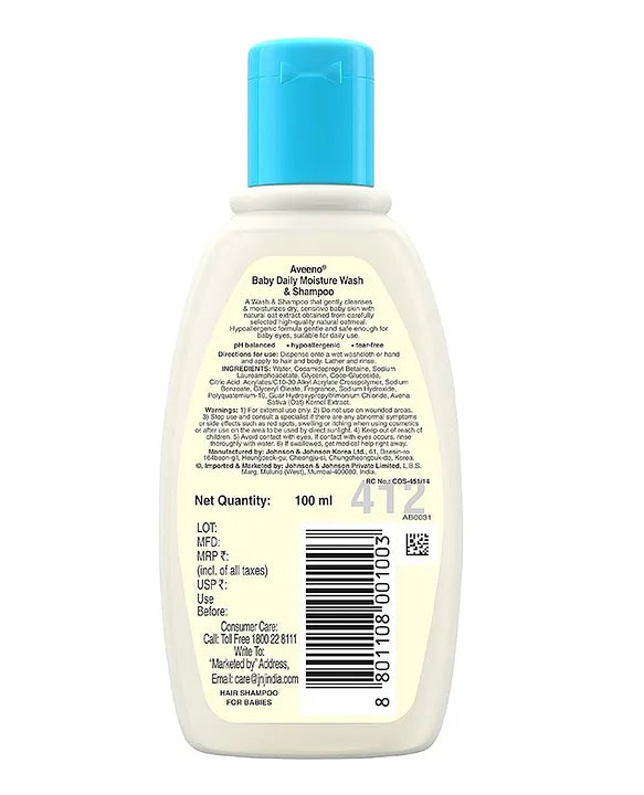 Aveeno Baby Daily Moisture Body Wash & Shampoo (100ml)