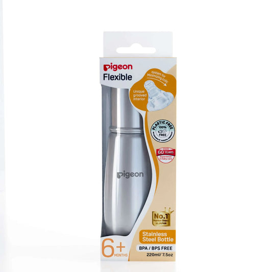 Pigeon Slim Neck Steel Feeding Bottle 220ml (6m+)