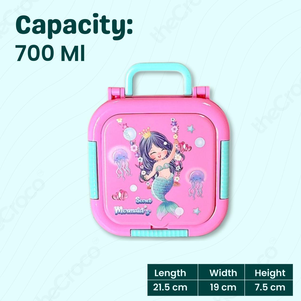 Mini Cartoon Kids Lunch Box- Spill Proof, 3 compartment(700ML)