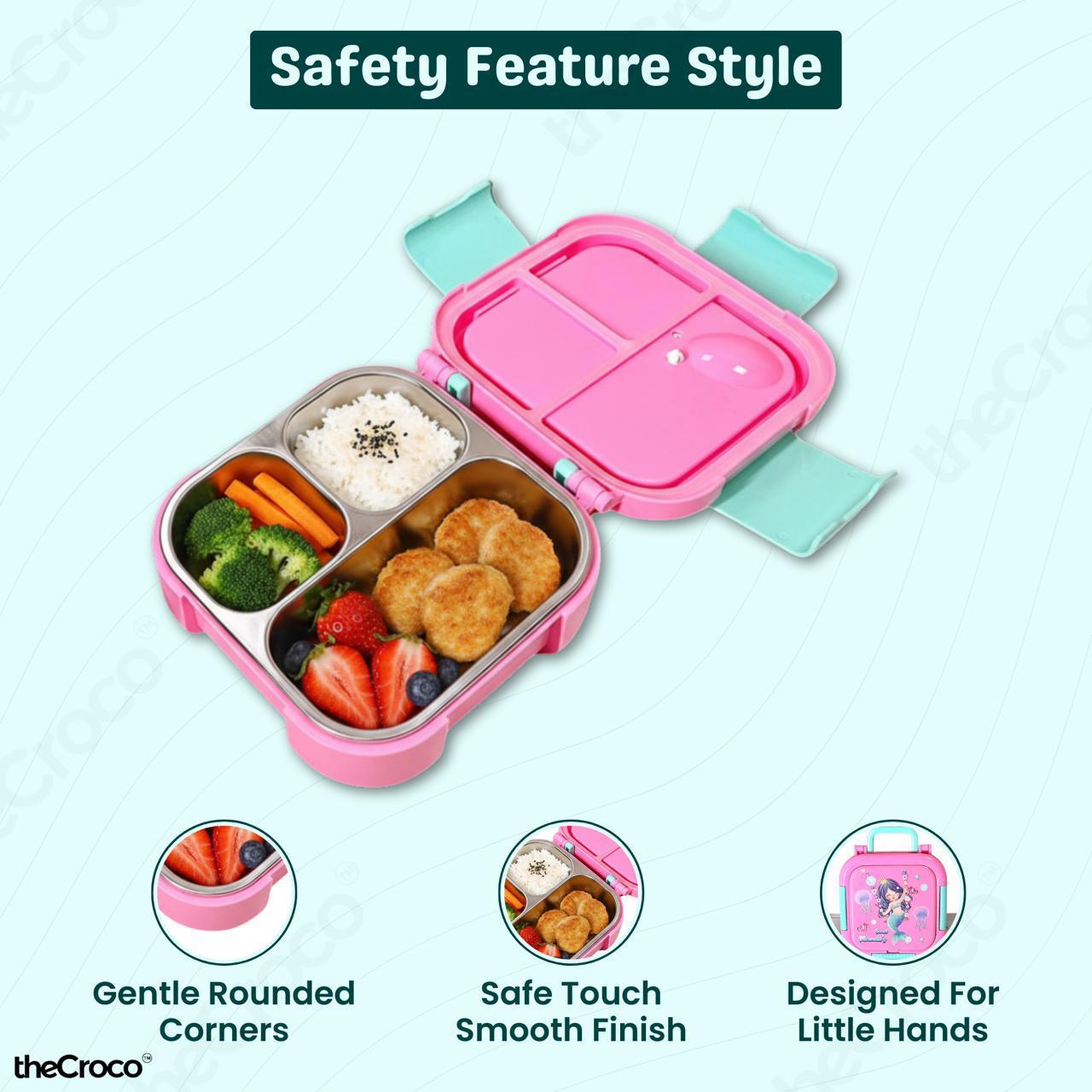 Mini Cartoon Kids Lunch Box- Spill Proof, 3 compartment(700ML)
