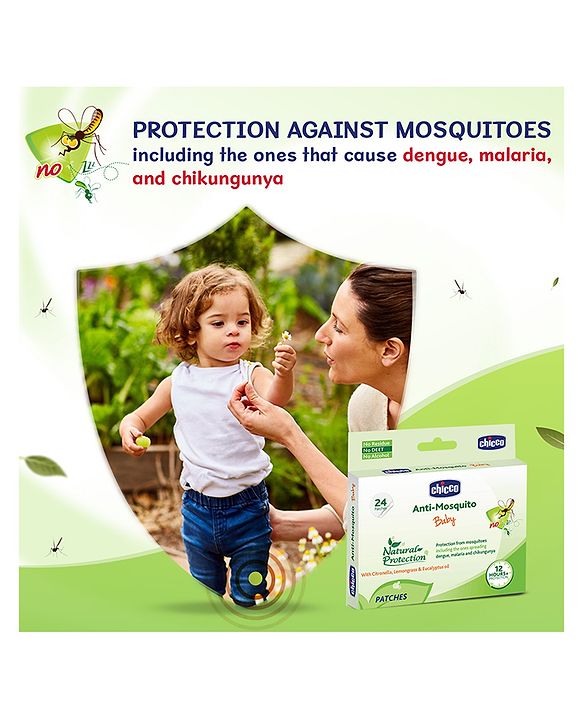 Chicco Anti-Mosquito With Citronella Lemongrass & Eucalyptus Oil Patches for Baby- 24 Patches