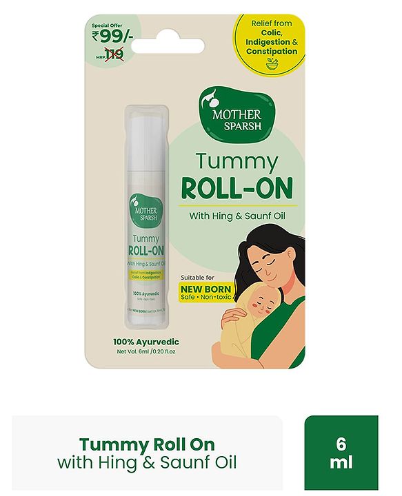 Mother Sparsh Baby Mother Sparsh Tummy Roll On for Babies with Hing & Saunf Oil - 6 ml