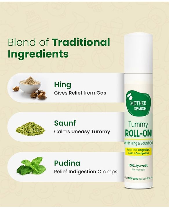 Mother Sparsh Baby Mother Sparsh Tummy Roll On for Babies with Hing & Saunf Oil - 6 ml